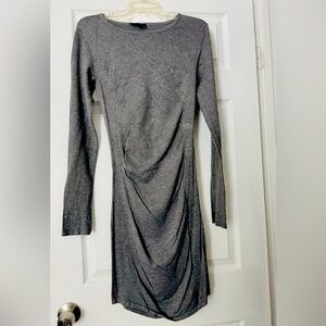 Bodycon & Rouched Gray Long Sleeve Dress 🔥☀️
